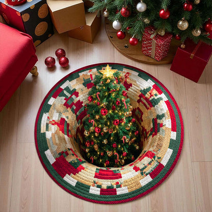 Christmas Optical Illusion Rug, Christmas Tree 3D Effect Rug QFTZ5011002