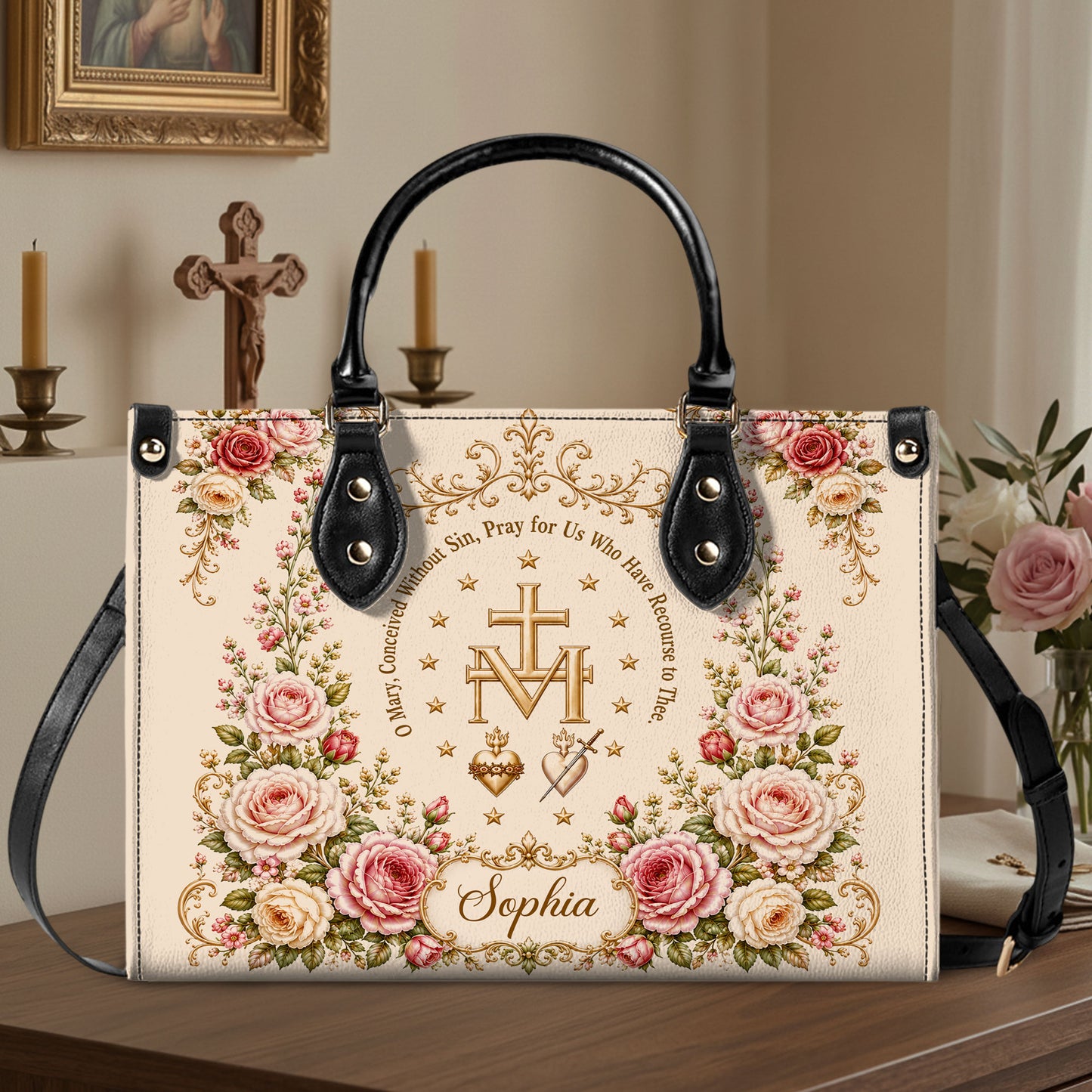 Miraculous Medal Handbag And Wallet, Virgin Mary Handbag And Wallet, Marian Cross PMTD6240606