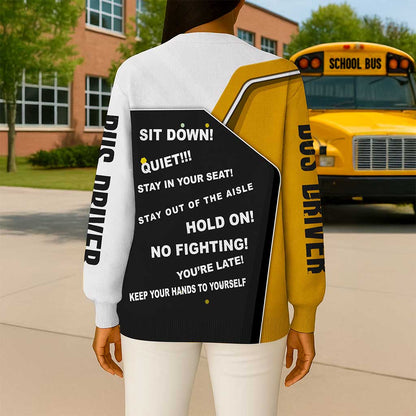 Personalized Name School Bus Driver Knitted Cardigan UKND5111003