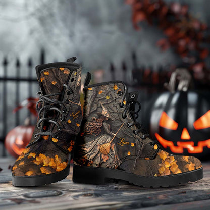 Personalized Beautiful Witchy Leather Boots Halloween QFTD5200803