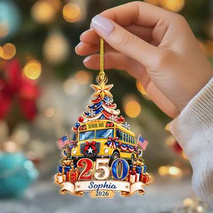 Personalized School Bus Driver 250th United States Ornament UKTD6100902