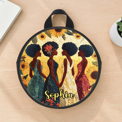 Custom Name Afro Girl PU Leather Round Crossbody Bags THUU6050301