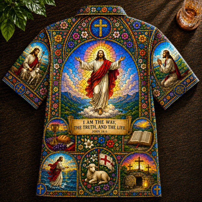 Jesus Stained Glass Hawaiian Shirt - Unisex Cathedral Window UKNT6230601