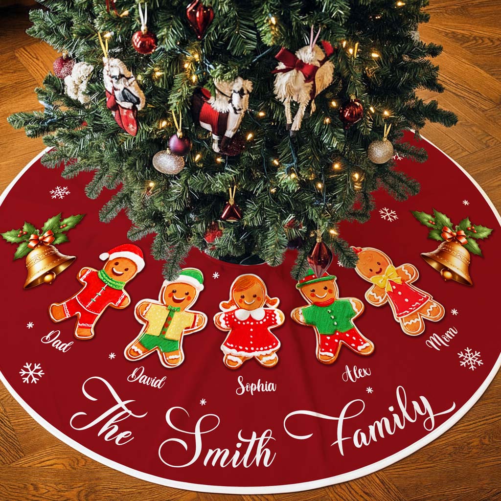 Personalized Gingerbread Family Name Christmas Tree Skirts UKHM5091004