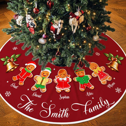 Personalized Gingerbread Family Name Christmas Tree Skirts UKHM5091004