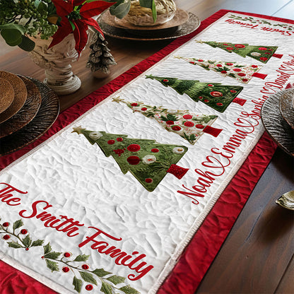 Personalized Christmas Tree Family Quilted Table Runner QFTO5031003
