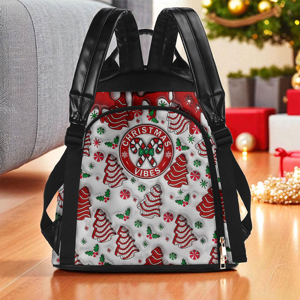 Personalized Christmas Vibes FAUX 3D INFLATED PU Leather Backpack QFTO5141003