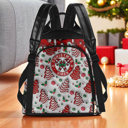 Personalized Christmas Vibes FAUX 3D INFLATED PU Leather Backpack QFTO5141003