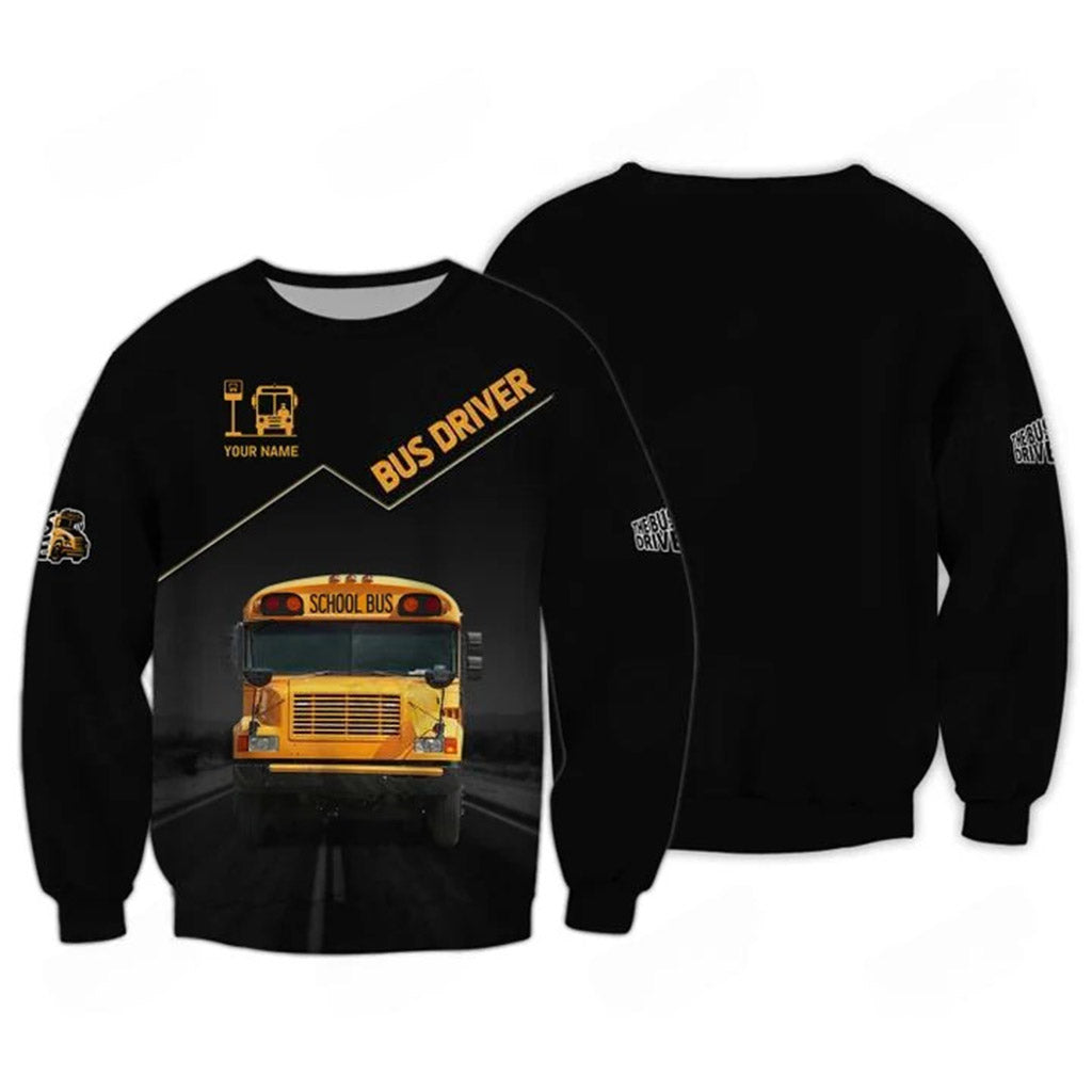 Custom Bus Driver Shirts School Bus 3D Shirts Black & Yellow UKND6270610