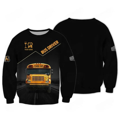 Custom Bus Driver Shirts School Bus 3D Shirts Black & Yellow UKND6270610