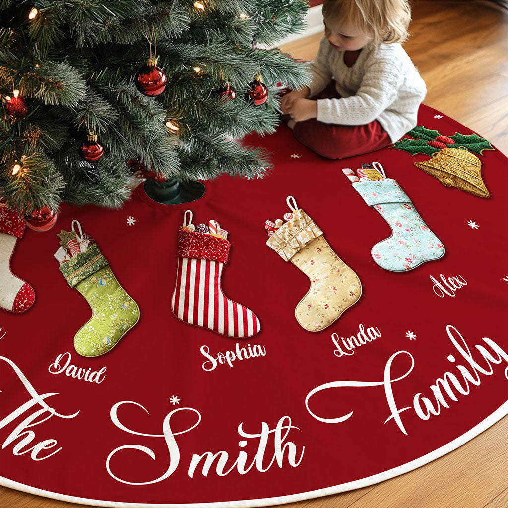 Personalized Family Name Christmas Tree Skirts, Family Gift for Xmas QFTO5290901