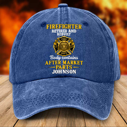 Personalized Firefighter Distressed Washed Cotton Printed Hat UKTZ5080802