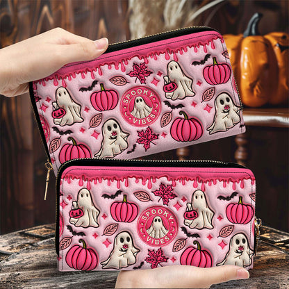 Spooky Vibe Print 3D Inflated Leather Handbag, Leather Wallet, Halloween Gift QFTO4240704