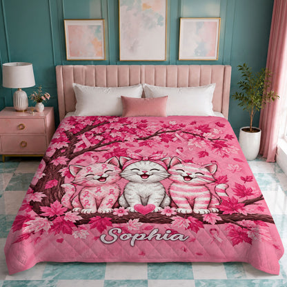 Personalized Breast Cancer Awareness Quilted Blanket UKTD6050803