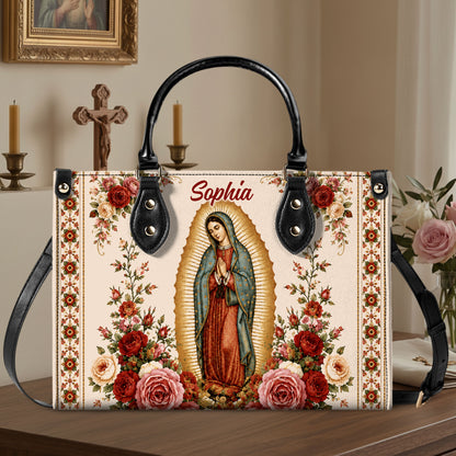 Custom Catholic Virgin Mary And Rose Handbag And Wallet, Our Lady of Guadalupe Gift PMTD6240604