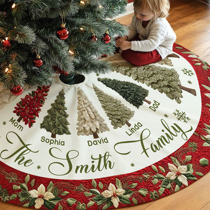 Personalized Family Name Christmas Tree Skirts, Family Gift for Xmas QFTO5260902