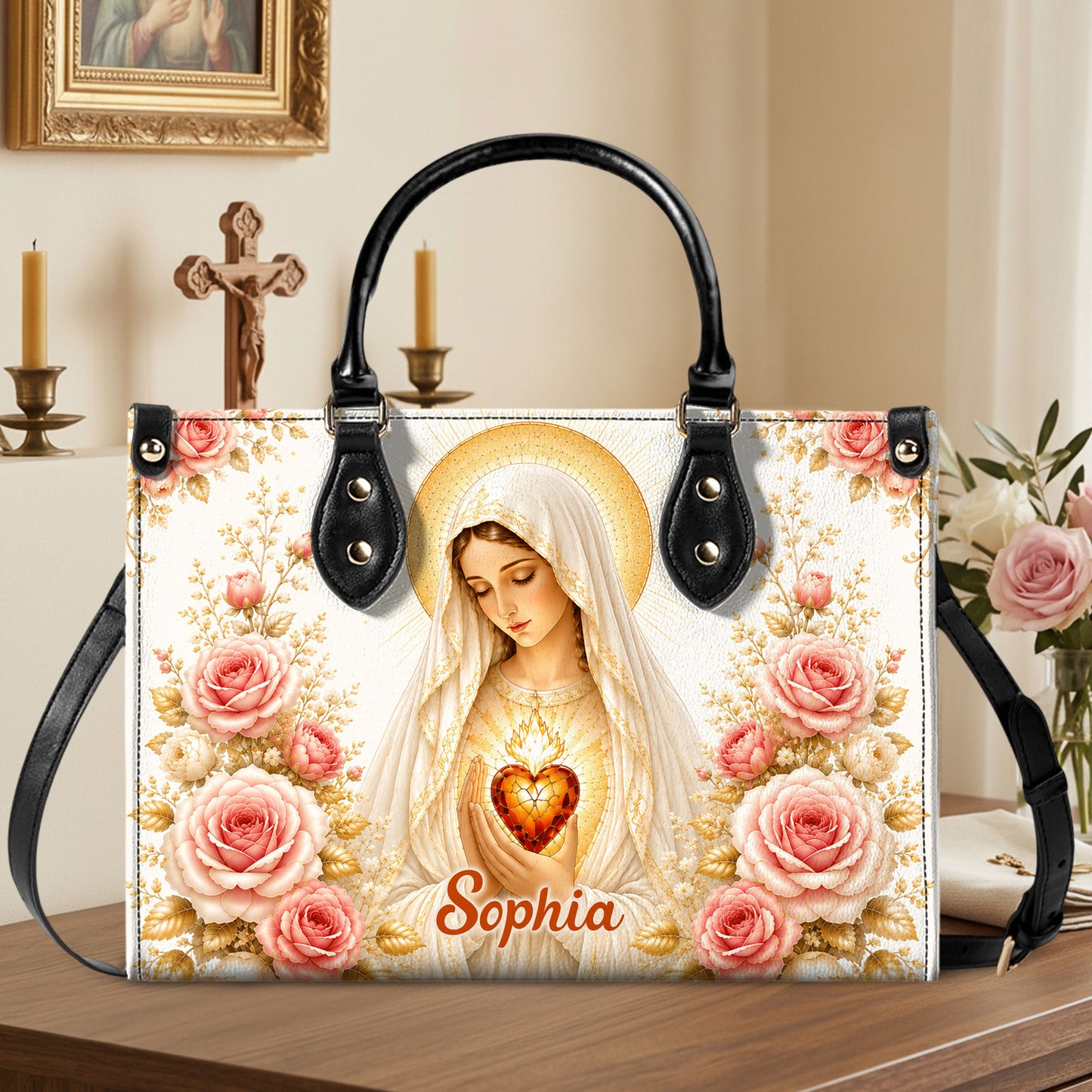 Virgin Mary And Rose Handbag And Wallet PMTD6240603