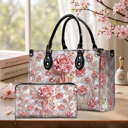 Personalized Breast Cancer Leather Handbag & Wallet NPTD6040802