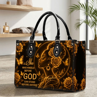 Personalized Christain Black Woman PU Leather Handbag, Afro Girl Gifts UKND6030602
