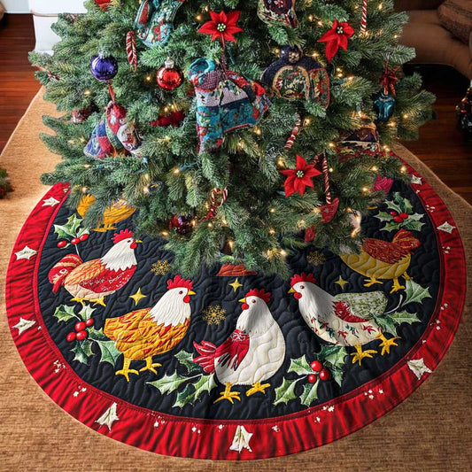 Roosters Christmas Tree Skirt, Chicken Tree Skirt UKTD5271004