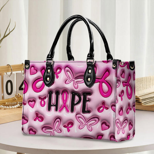 Breast Cancer Leather Handbag With Handle For Women, Breast Cancer Awareness, Breast Cancer Survivor Bags, Pink Ribbon QFNT4200603