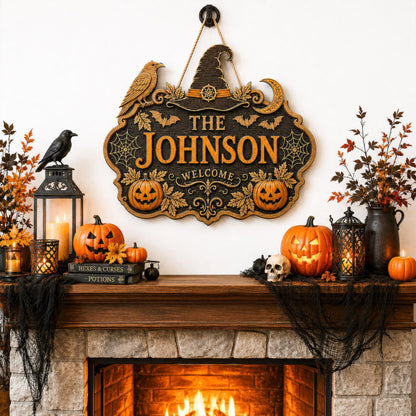 Personalized Halloween Welcome Wood Door Sign, Halloween Gift UKNT6130801