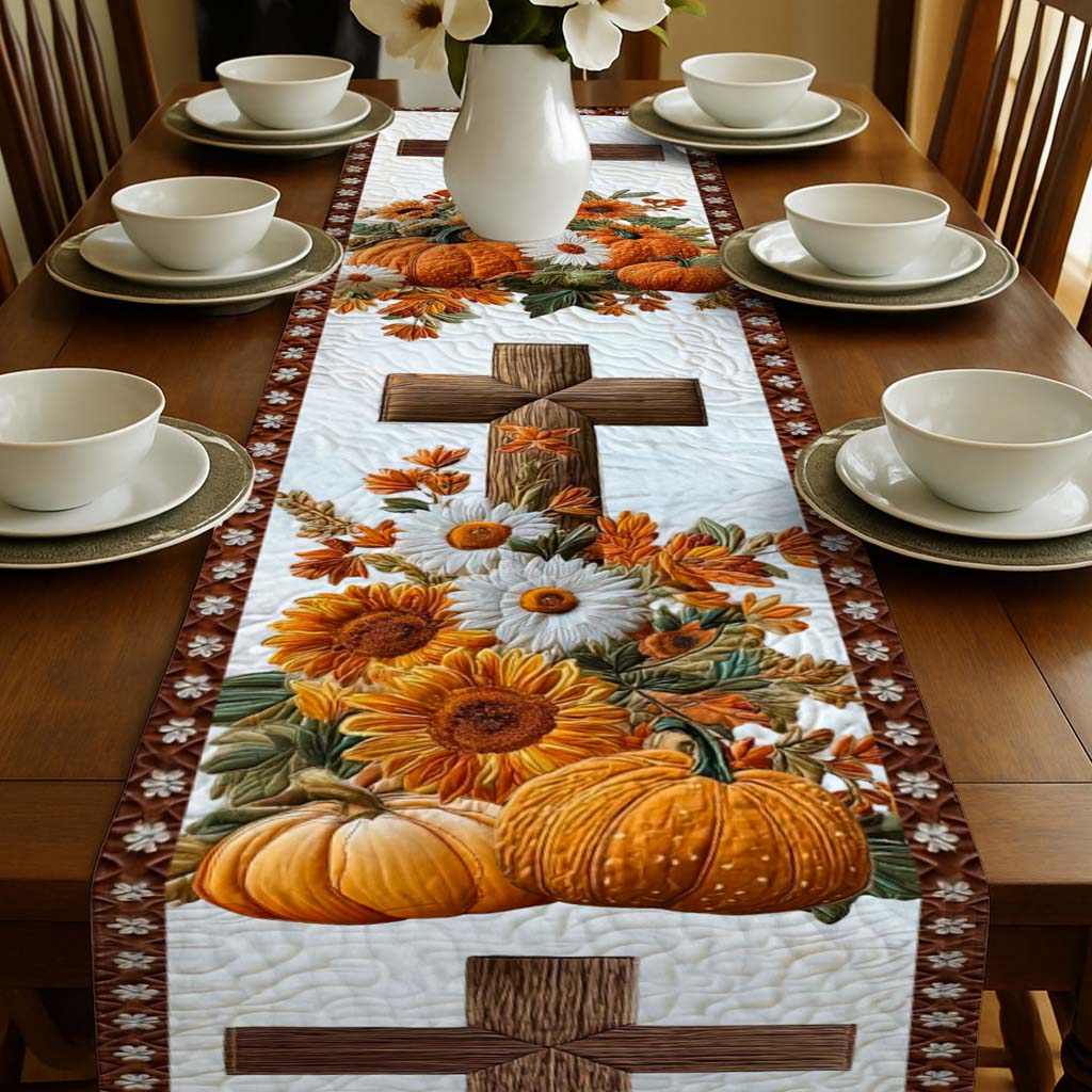 Cross Pumpkin Halloween Quilted Table Runner UKTD5031001