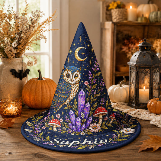 Personalized Owl Halloween Quilted Witch Hat UKND6070810