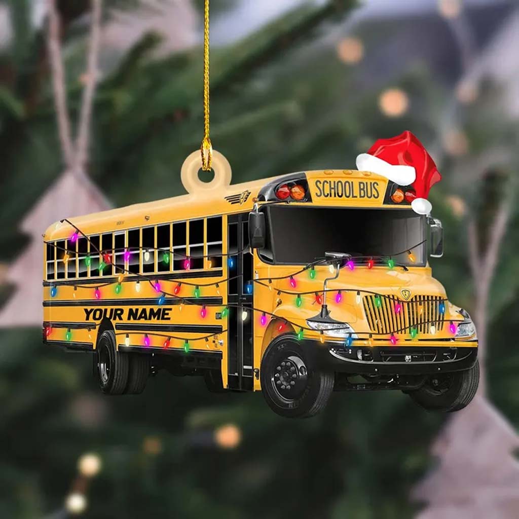 Personalized School Bus Christmas Acrylic Ornament NPHM6080903