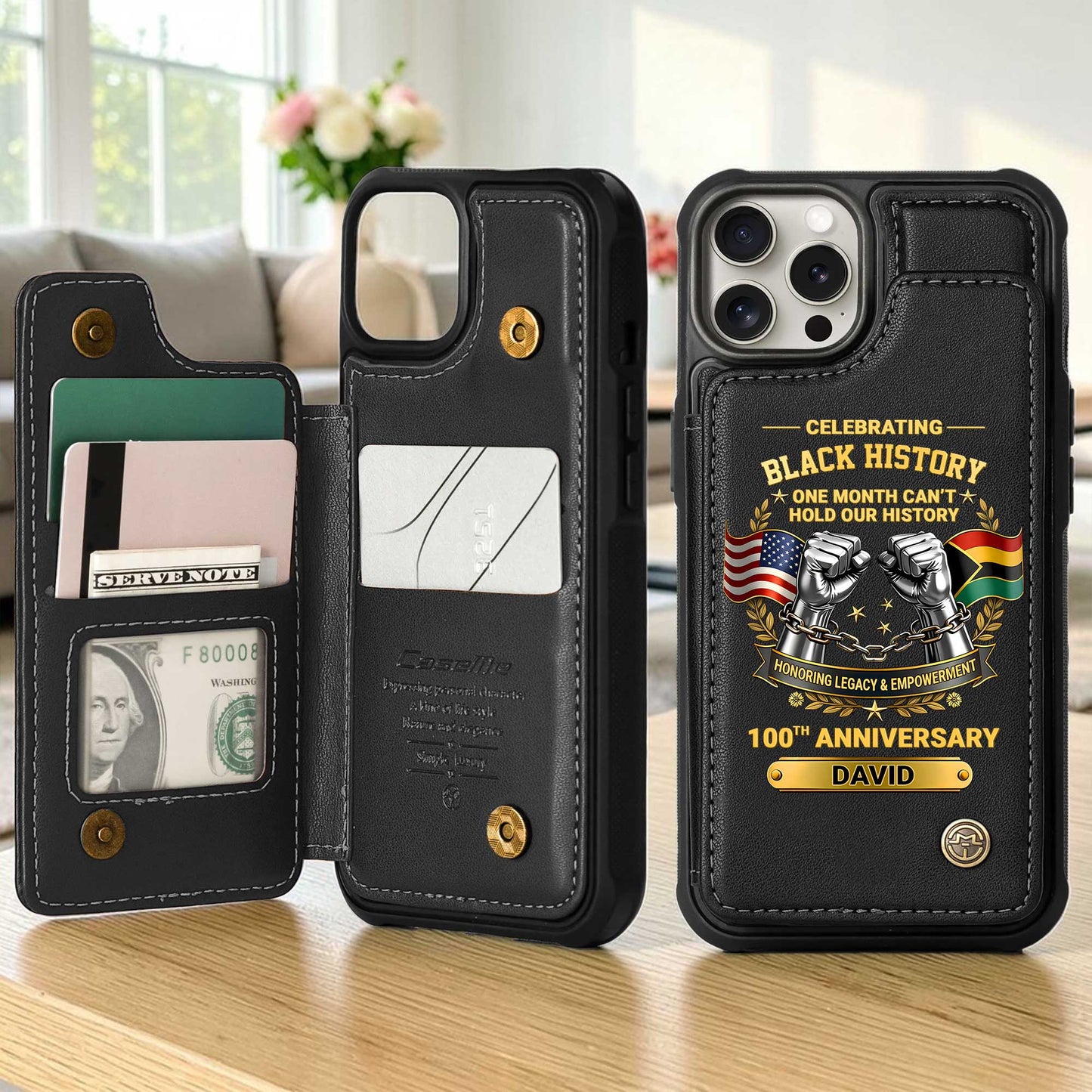 Custom 100th Anniversary Black History Leather Flip Phone Case THUU6060301