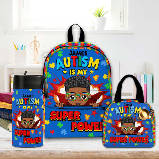Personalized Back to School Autism Backpack + Lunchbag + Bottle NPND4300803-DX