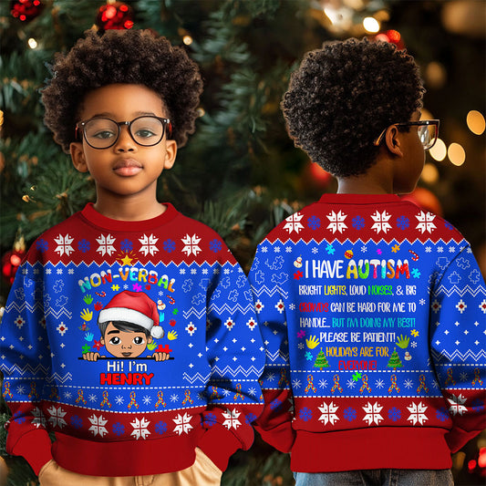 Personalized Christmas Christmas Sweater For Autism Kids, Holiday Special Needs Gift, Christmas Gift For Autistic Children, Xmas Gift For Autistic Girls, Autistic Boys QFTO4141001
