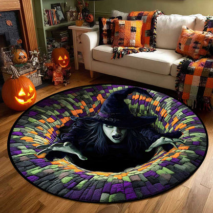Witch Halloween 3D Printed Rug, Halloween Round Mat, Halloween Home Decor UKTZ5150904