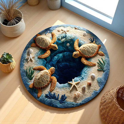 Turtles Lovers 3D Print Round Rug QFTZ5081004