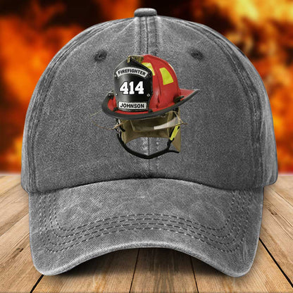 Personalized Firefighter Distressed Washed Cotton Printed Hat UKTZ5170403