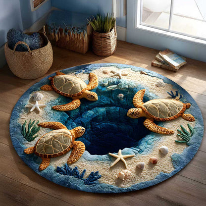 Turtles Lovers 3D Print Round Rug QFTZ5081004