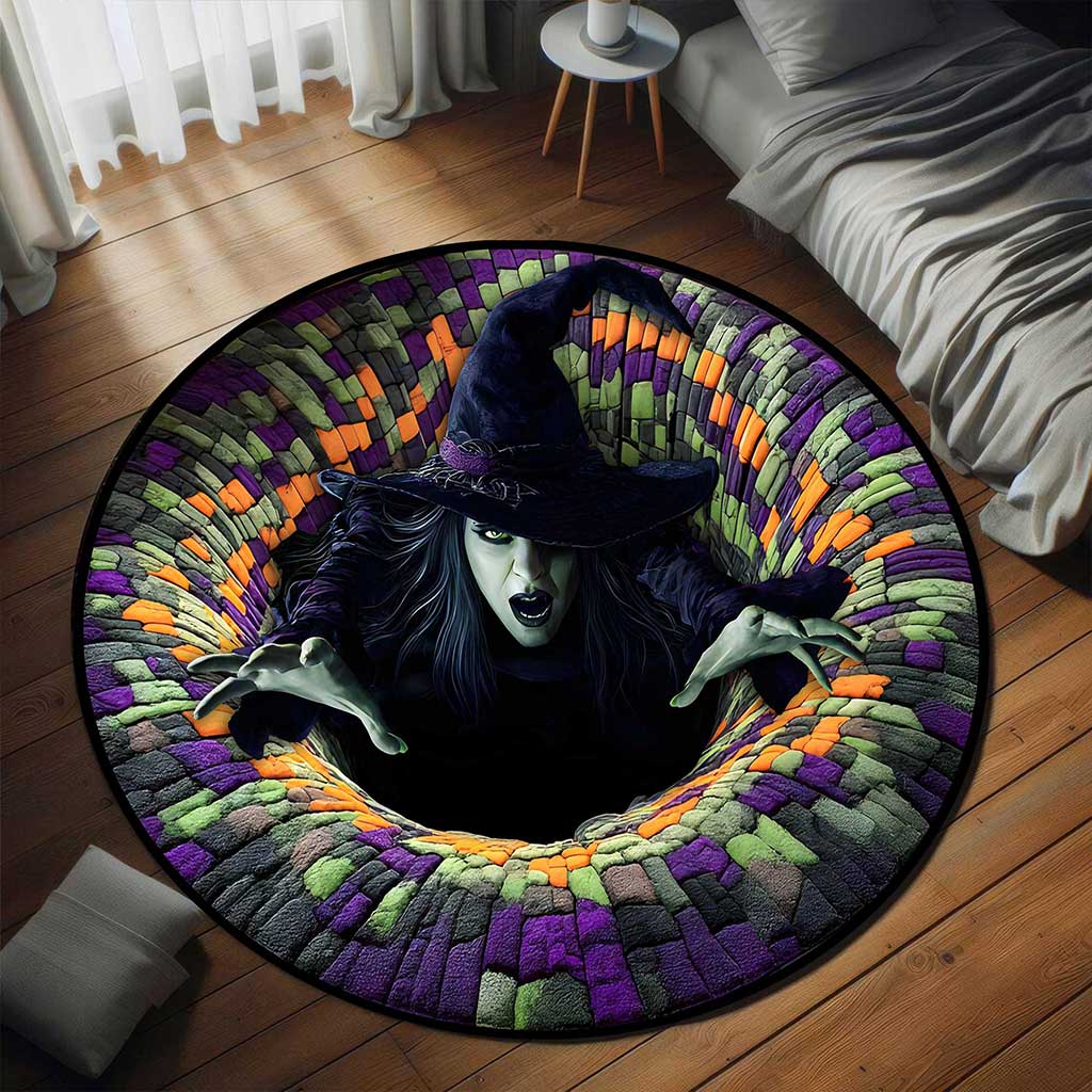 Witch Halloween 3D Printed Rug, Halloween Round Mat, Halloween Home Decor UKTZ5150904