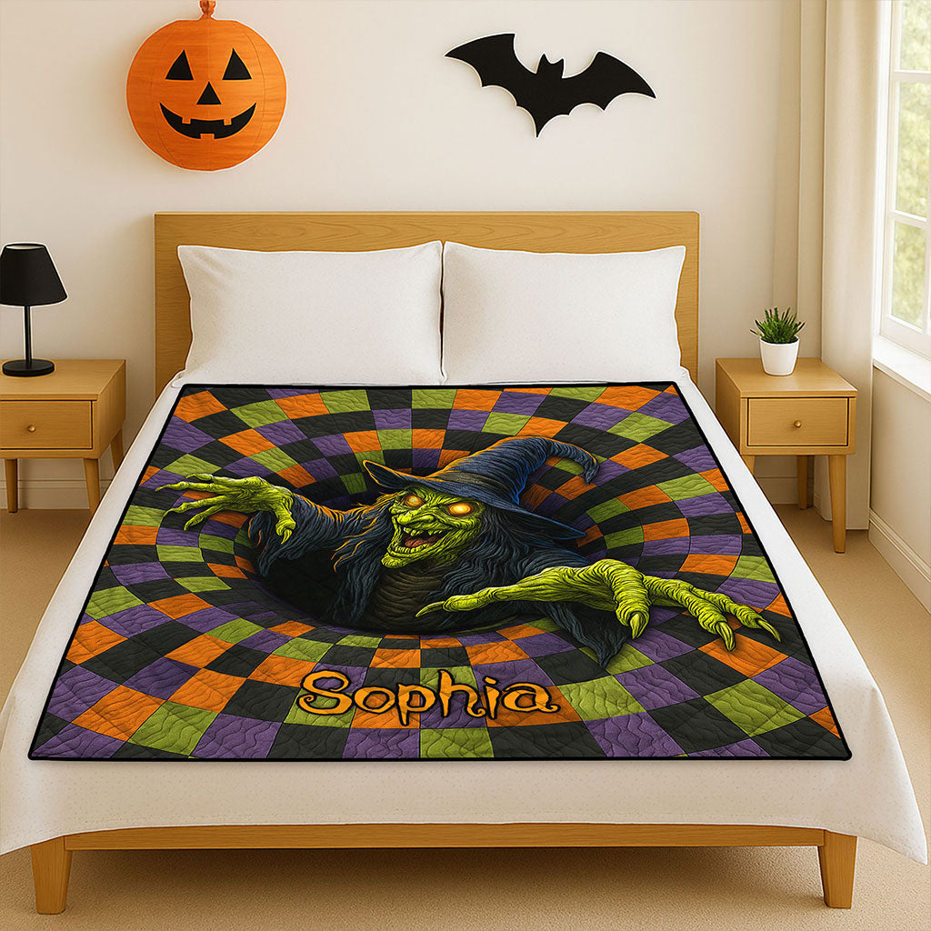 Custom Witch Halloween Quilted Blanket UKTZ5290901