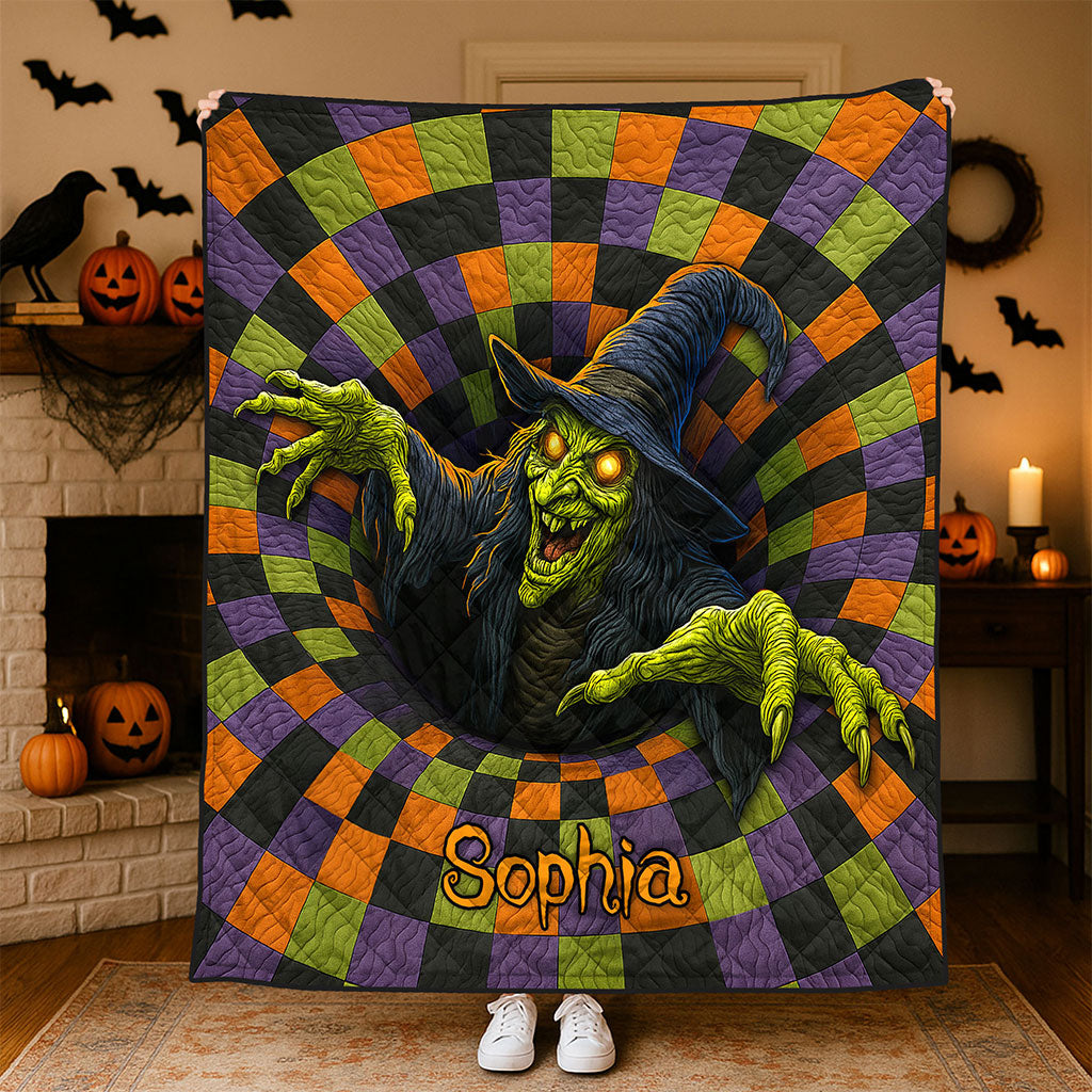 Custom Witch Halloween Quilted Blanket UKTZ5290901