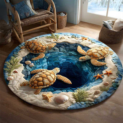 Turtles Lovers 3D Print Round Rug QFTZ5081004