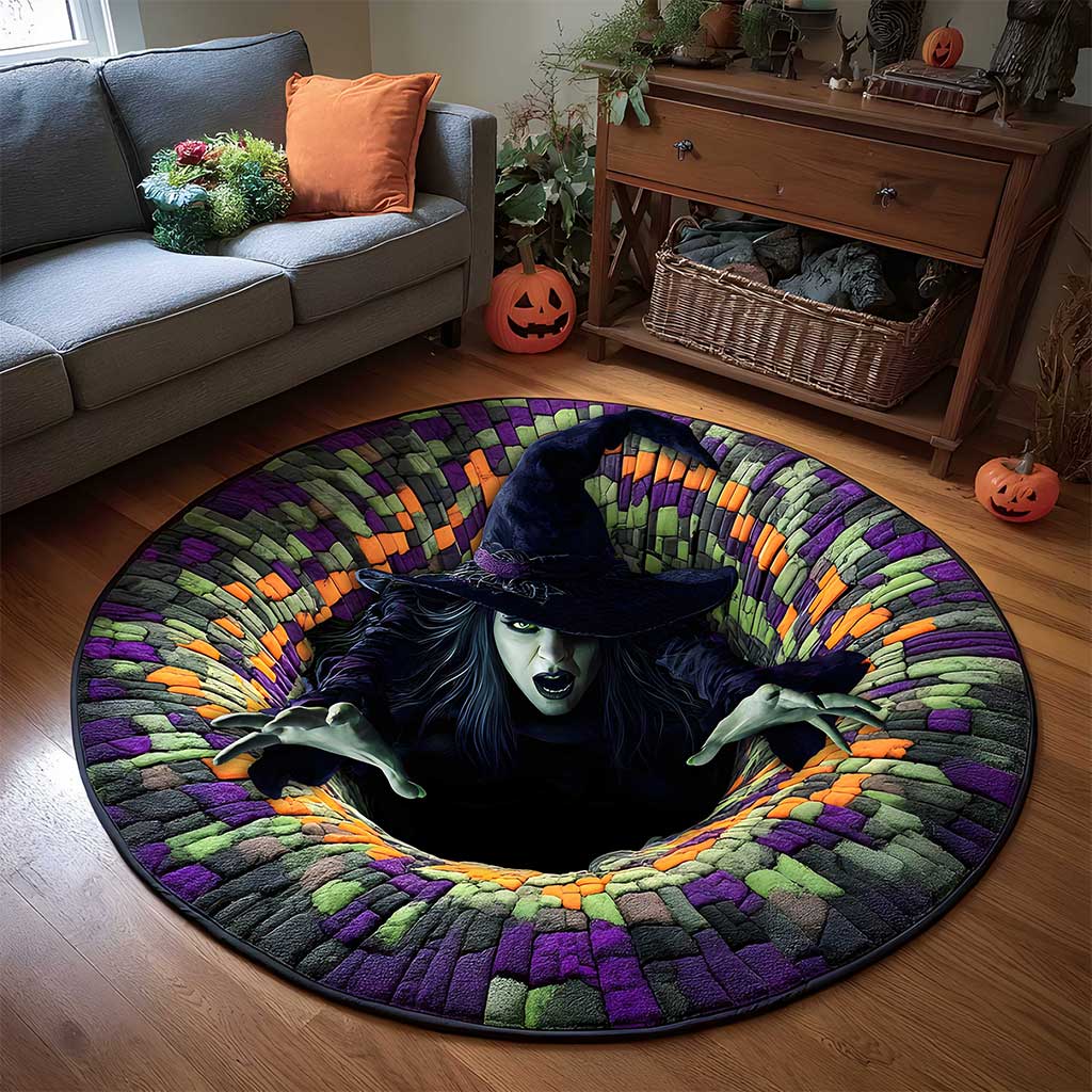 Witch Halloween 3D Printed Rug, Halloween Round Mat, Halloween Home Decor UKTZ5150904