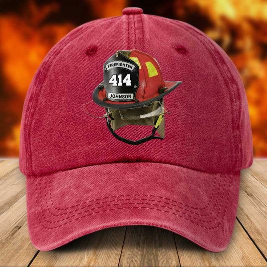 Personalized Firefighter Distressed Washed Cotton Printed Hat UKTZ5170403