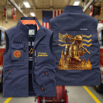 Personalized Firefighter Multi-Pocket Vest, Gift for Fireman UKTD6050301
