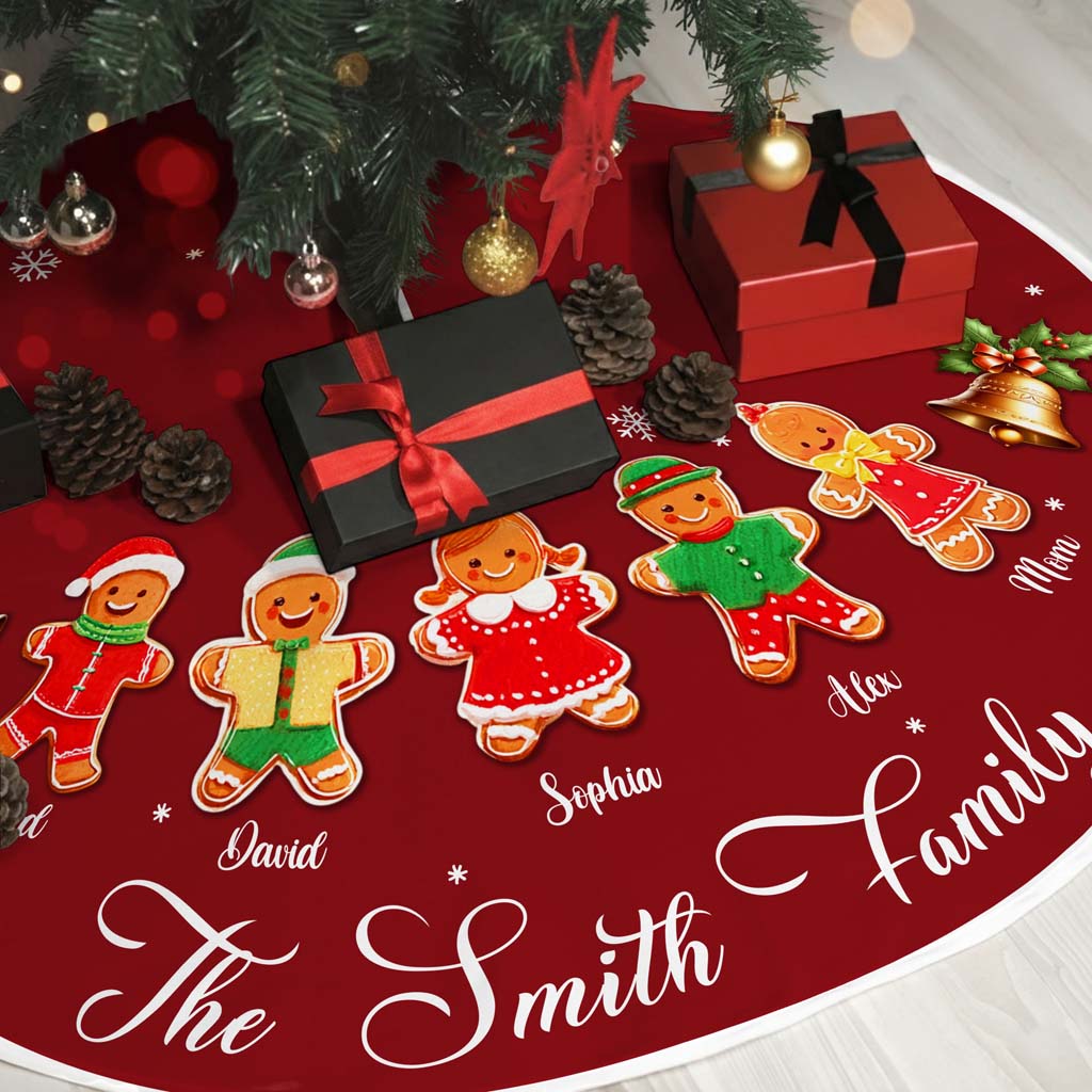 Personalized Gingerbread Family Name Christmas Tree Skirts UKHM5091004