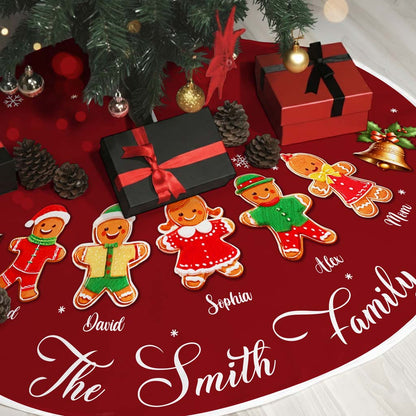 Personalized Gingerbread Family Name Christmas Tree Skirts UKHM5091004