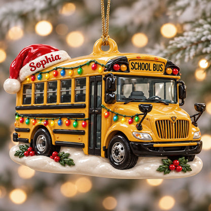Personalized School Bus 3D Relief Acrylic Ornament, 3D Ornament Gift for School Bus Drive NPND6101007
