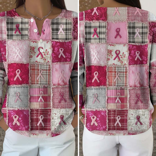 Breast Cancer Buttoned Cardigan Sweater QFTD5111001