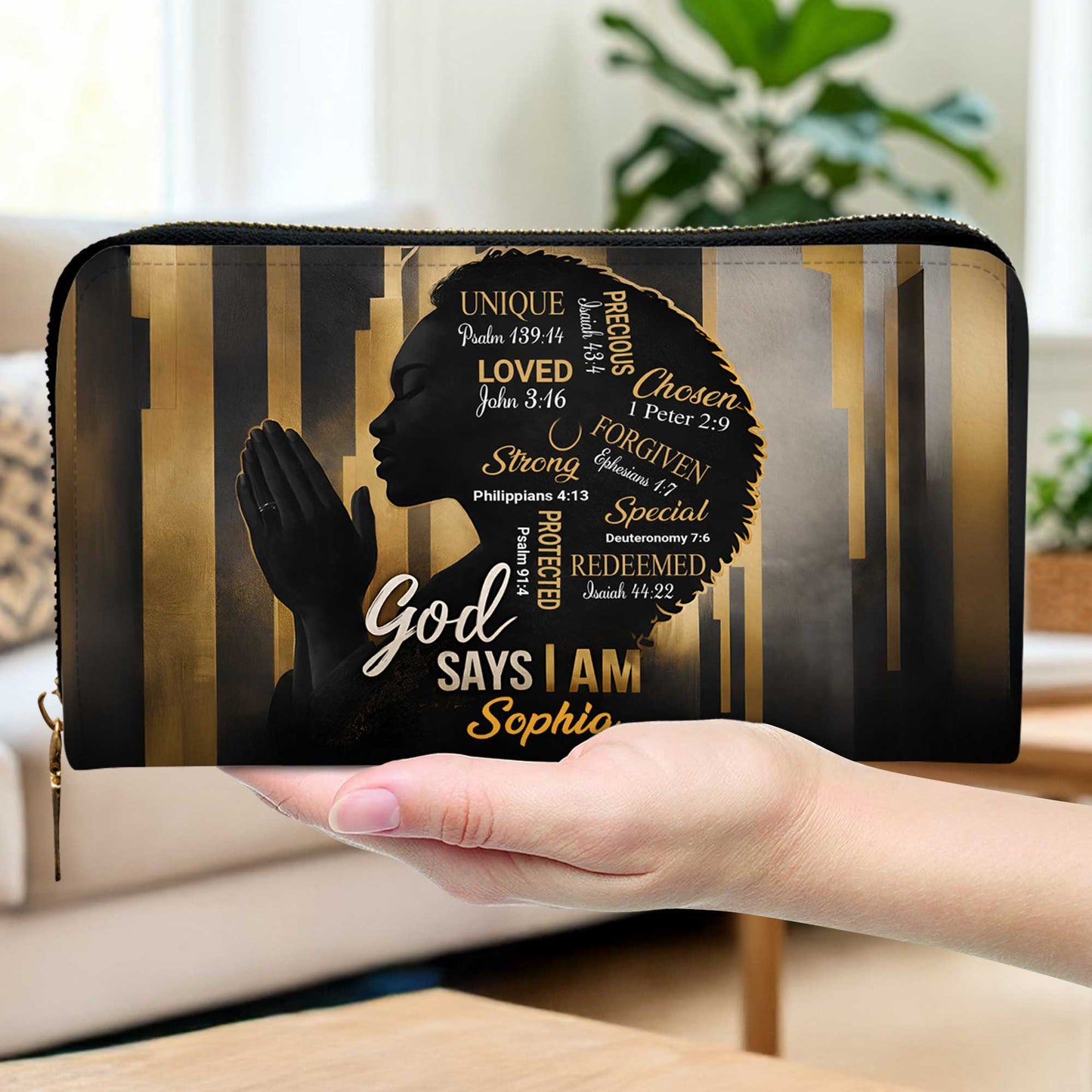 Custom Black Women God Says I Am Afro Girl Leather Handbag THUU6110302