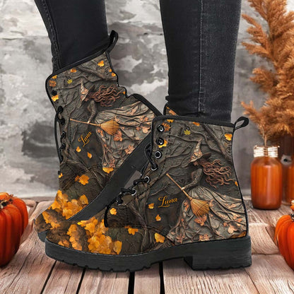Personalized Beautiful Witchy Leather Boots Halloween QFTD5200803