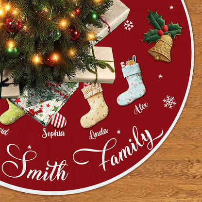 Personalized Family Name Christmas Tree Skirts, Family Gift for Xmas QFTO5290901